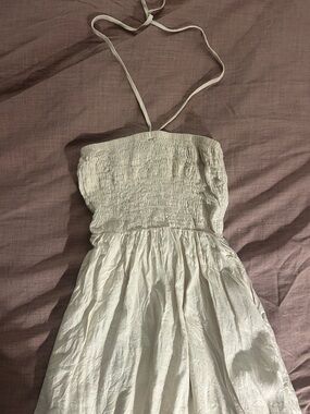Urban Outfitters White Smocked Halter Mini Dress